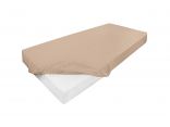 Prześcieradło jersey z laycrą 180x200 + 30 cm z gumką beżowe  lycra